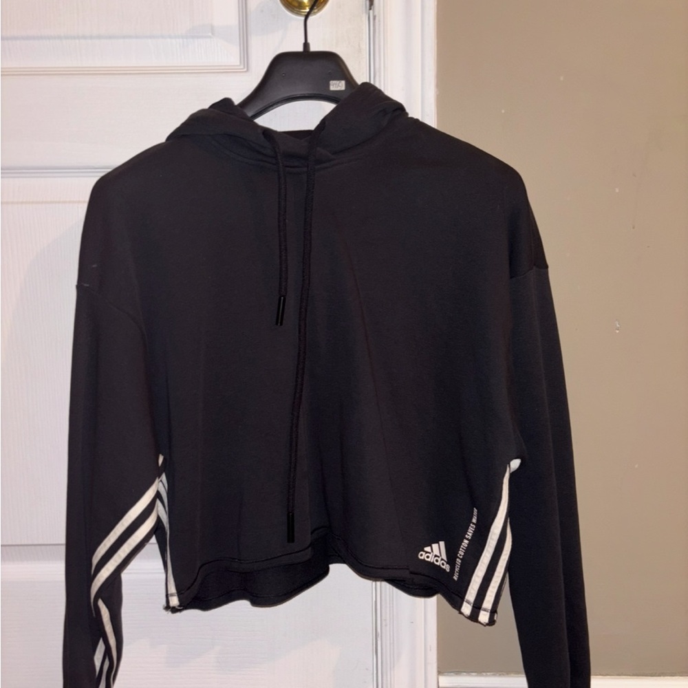 Adidas Black Cropped Hoodie